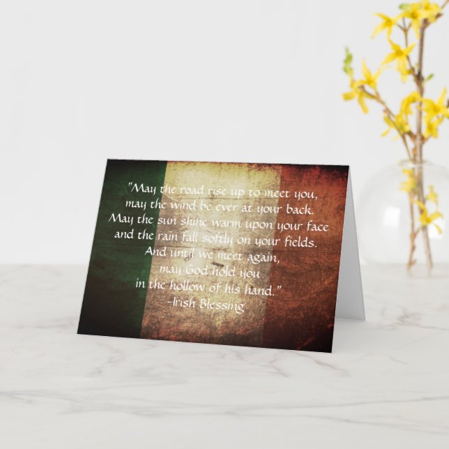 Carte Irish Blessing on Distressed Flag Greeting Card (Fleur jaune)