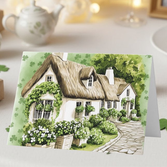 Carte Irish Cottage Irish Blessing St. Patrick's Day (Créateur téléchargé)
