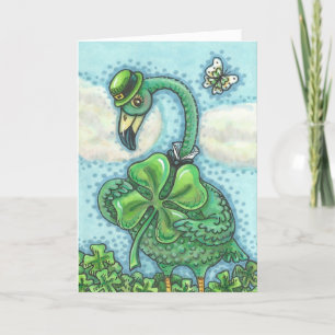 Carte Irish Green Flamant rose ST. PATRICK'S DAY CARD Ve