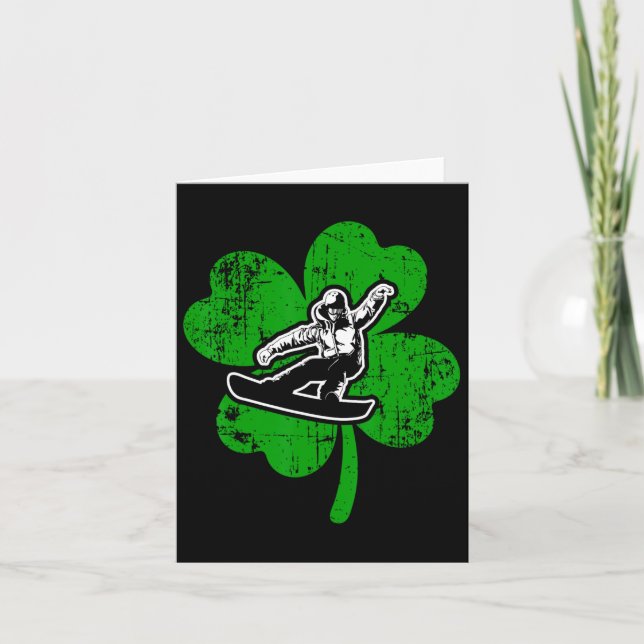 Carte Irish Leaf Snowboard Saint-Patrick Jour Vert Gi (Devant)