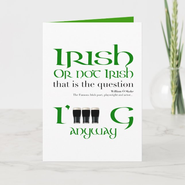 Carte Irish or not Irish Original St Patrick's Day VGC (Devant)