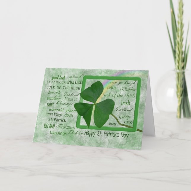 Carte Irish Shamrock with Rainbow for St. Patrick's Day (Devant)