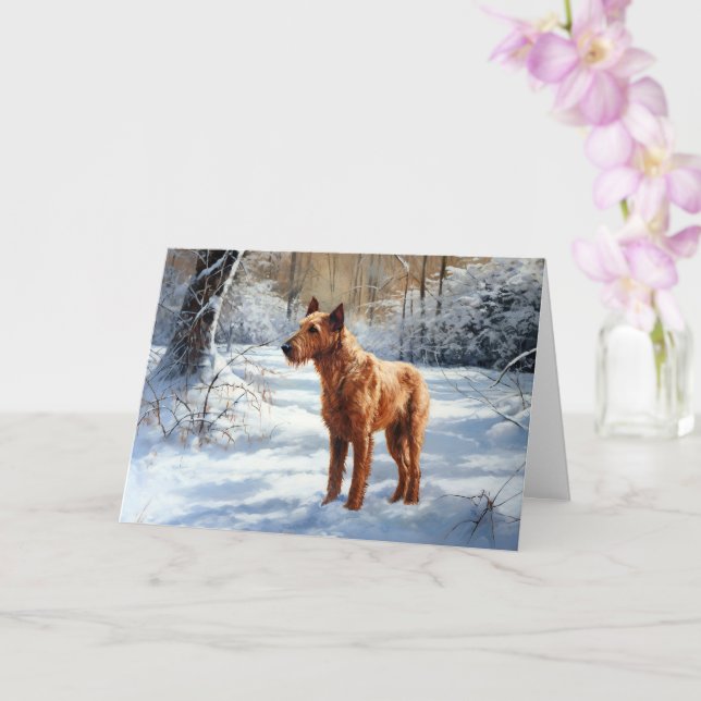 Carte Irish Terrier Laisser neiger Noël (Orchidée)