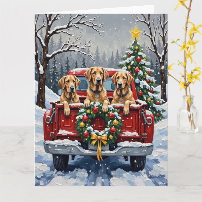 Carte Irish Wolfhound Christmas Red Truck Holiday Gift (Fleur jaune)