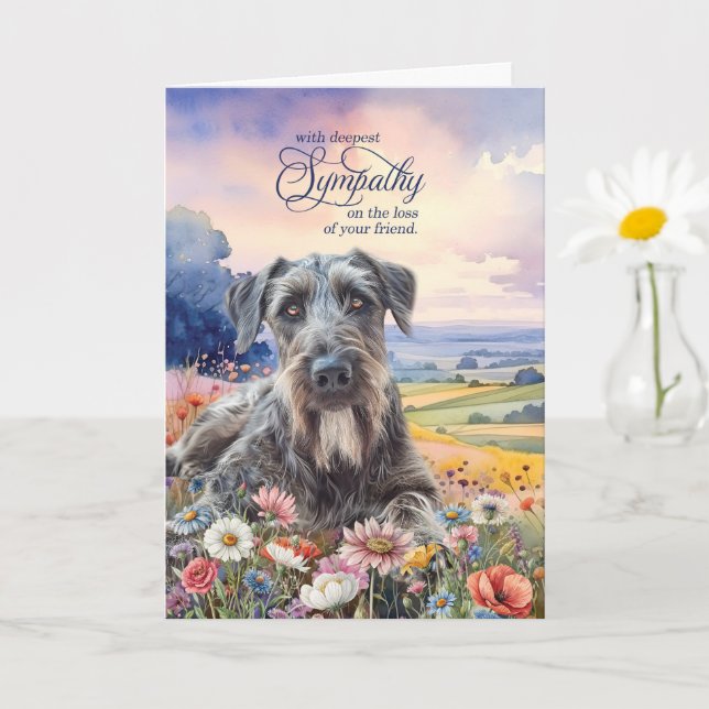 Carte Irish Wolfhound Dog with Wildflowers Pet Sympathy (Petite plante)