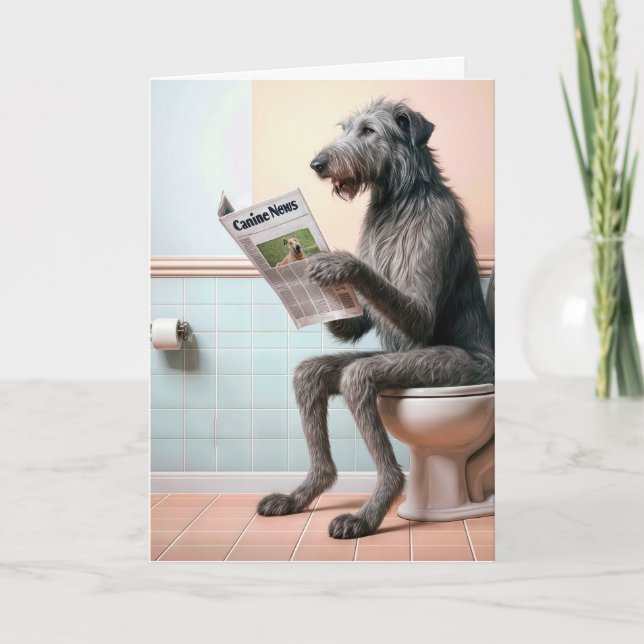 Carte Irish Wolfhound Lire un journal (Devant)