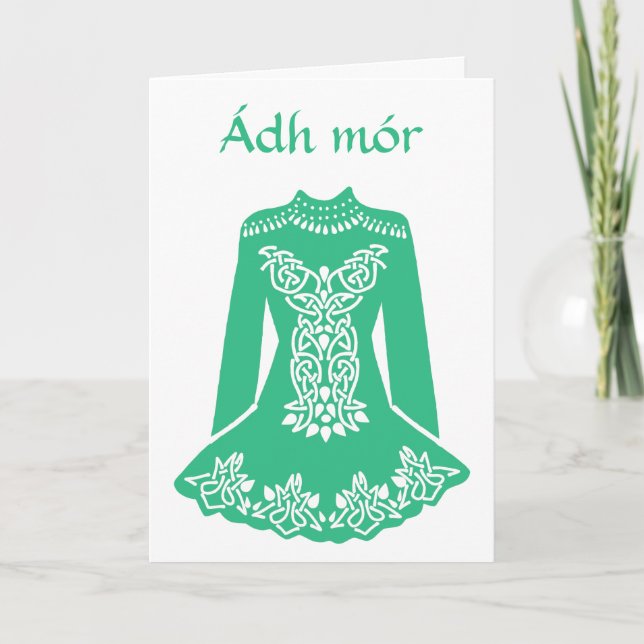 Carte Irlandais Bonne chance Adh Mor Dancers robe (Devant)
