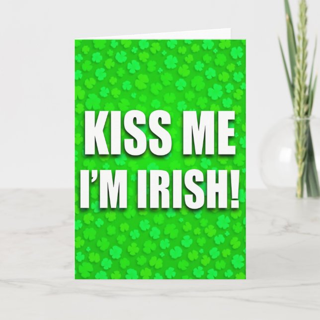 Carte Irlandais Brillant Texture Embrasse-Moi (Devant)