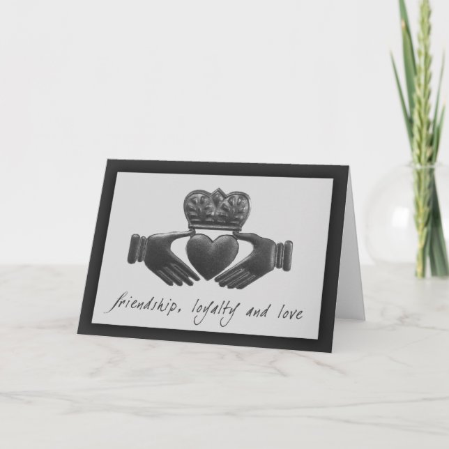 Carte Irlandais Claddagh, amitié, fidélité et amour (Devant)