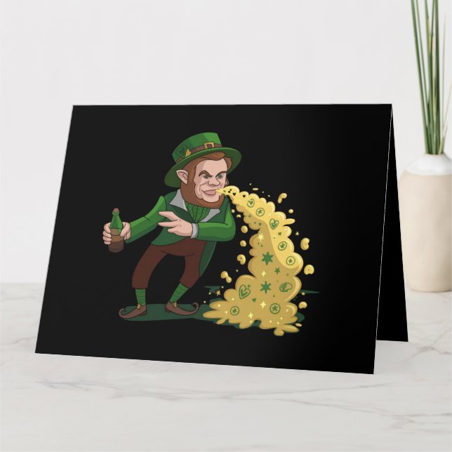 Carte Irlandais Leprechaun Jetant Des Cookies Chanceux D (Devant)