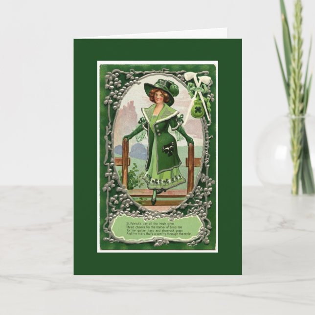 Carte Irlandaises vintages St. Patrick's Day Vert foncé (Devant)
