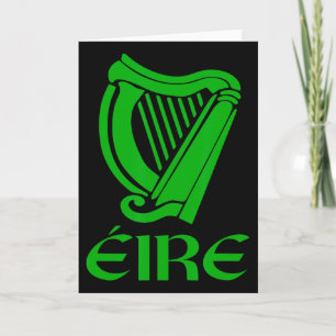 Carte Irlande Eire Eireann Fierté Irlandaise Harpe Gaéli