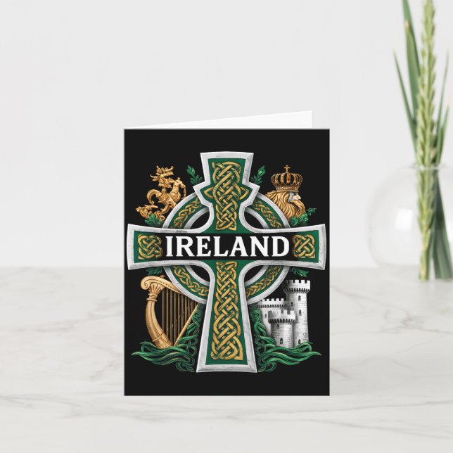 Carte Irlande St Patrick Jour Croix Celtique Verte Céléb (Devant)