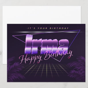 Carte Irma Nom Prénom lila retro Map Anniversaire
