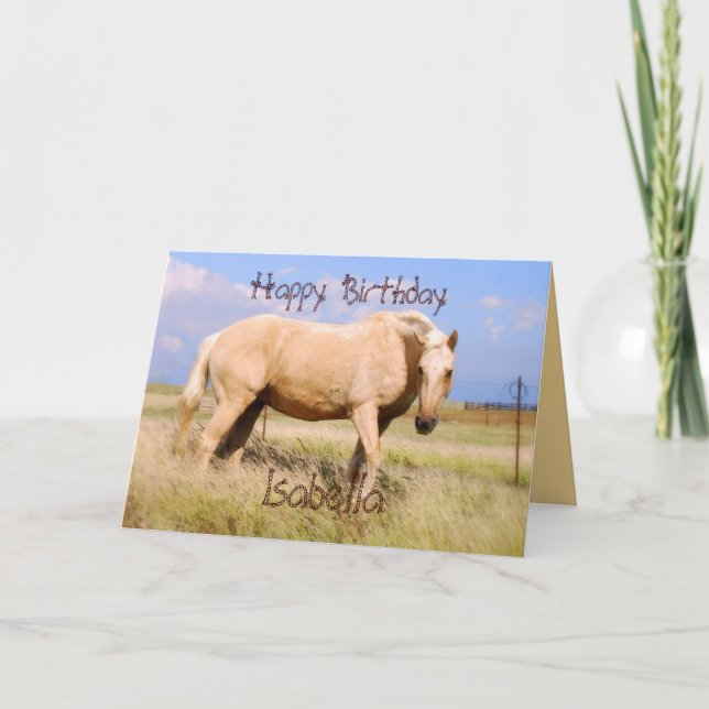 Carte Isabella Joyeux Anniversaire Palomino Horse Card (Devant)