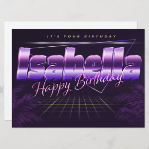 Carte Isabella Nom Prénom lila retro
