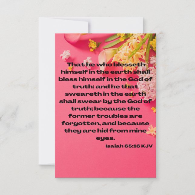 Carte Isaïe 65:16 KJV Bible Écriture Pic Salutation (Devant)