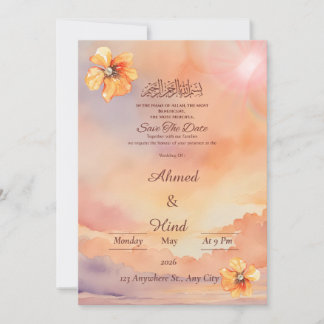 Carte Islamique de Pré-annonce de Date Peach Sunse