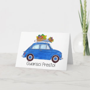Carte Italian Get well Blue Retro Fiat 500