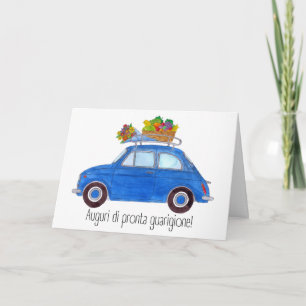 Carte Italian Get well Blue Retro Fiat 500