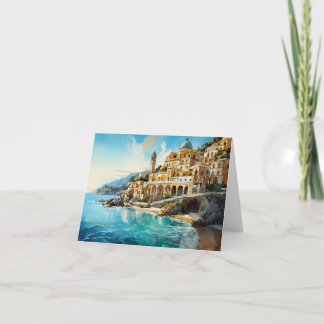 Carte Italie Côte Amalfi Paysage aquarelle Peinture.