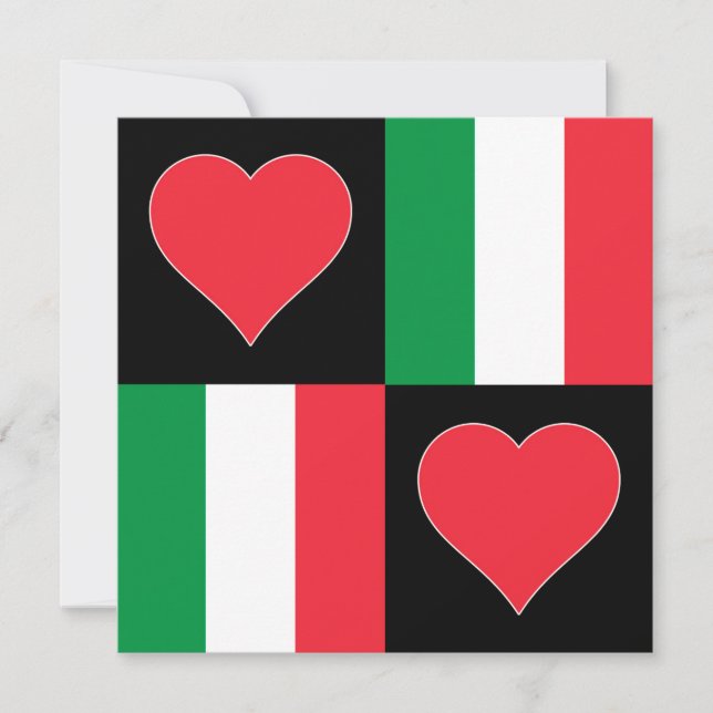 Carte Italie Drapeau Coeur Patriotique Italien Salutatio (Devant)