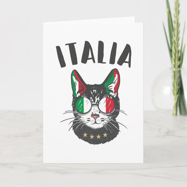 Carte Italie Soccer Chat Mascotte drapeau italien (Devant)