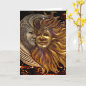 Carte Italien Sun et masques de Carnaval de lune (Yellow Flower)
