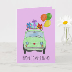 Carte italienne Anniversaire Retro Fiat 500