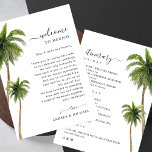 Carte Itinéraire de la lettre de bienvenue de mari<br><div class="desc">Bienvenue à vos invités et informez-les des activités à venir avec cette carte de destination de plage tropicale, avec des palmiers d'aquarelle et des détails modifiables. Customisez-le facilement en utilisant les options "personnaliser" et "modifier à l'aide de l'outil de conception". ***PRE - DEMANDES DE CONCEPTION D'ACHAT SEULEMENT** Si vous n'avez...</div>