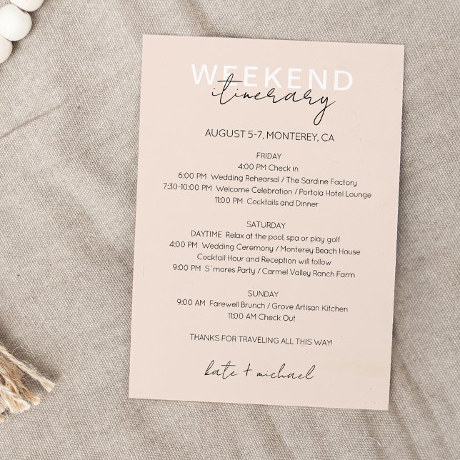 Carte Itinéraire du Mariage rose crème (Créateur téléchargé)