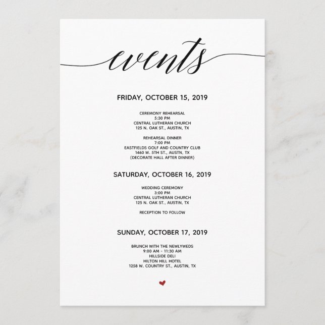 Carte Itinéraire Mariage de calligraphie simple et (Devant)