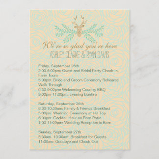 Carte ITINERAIRE Rustique Deer Antler Mariage WEEK
