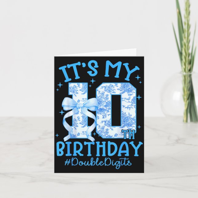 Carte It's My 10th Birthday Girl Blue Coquette Bow 10 Ye (Devant)