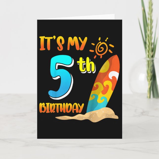 Carte It's My 5th Birthday Surfing Beach Pool Party 5 Ye (Devant)