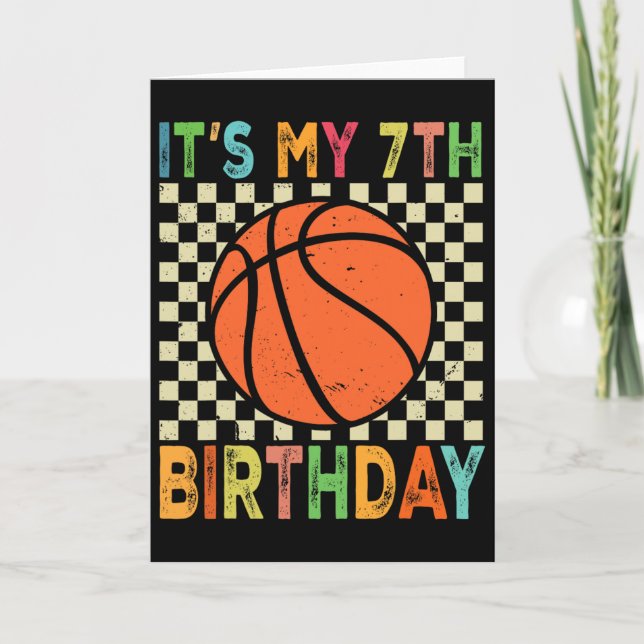 Carte It's My 7th Birthday Sketll 7 Year Old Player Love (Devant)