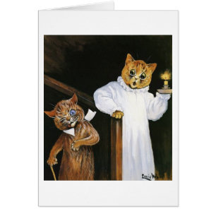 Carte ivre vintage de chat de mari de Louis Wain
