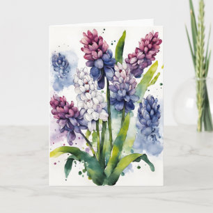 Carte Jacinthe - Fleurs aquarelle