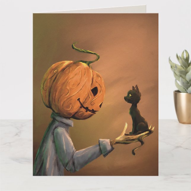 Carte Jack le chat citrouille (Petite plante)