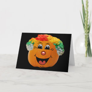 Carte Jack o' Lantern Clown Face, Citrouille d'Halloween
