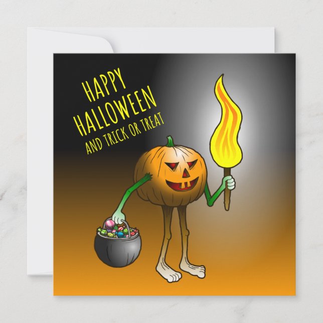 Carte Jack O'lantern dehors pour tromper ou traiter (Devant)