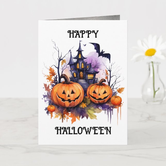 Carte Jack o'Lanterns Haunted House Halloween (Petite plante)