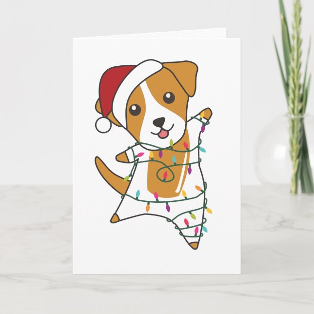 Carte Jack Russel Chien de Noël Animaux d'hiver Chiens (Devant)