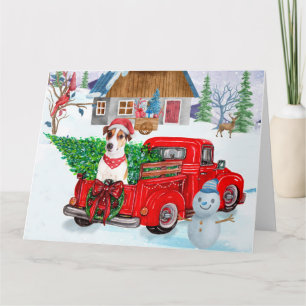 Carte Jack Russell Chien à Noël Livraison Camion Neige