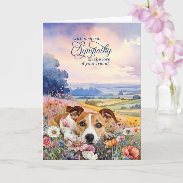Carte Jack Russell Dog with Wildflowers Pet Sympathy (Orchidée)