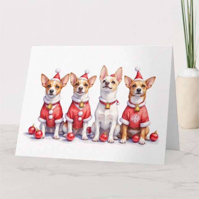 Carte Jack Russell Terrier Christmas Dress Santa Hat (Devant)