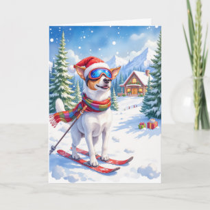 Carte Jack Russell Terrier Noël Station de Ski Fêtes 