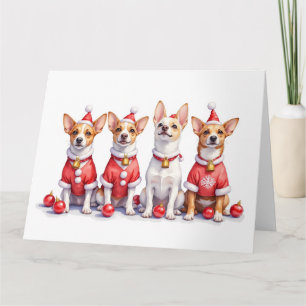 Carte Jack Russell Terrier Robe de Noël Chapeau de Père