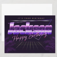 Jackson Prénom lila retro Map Anniversaire