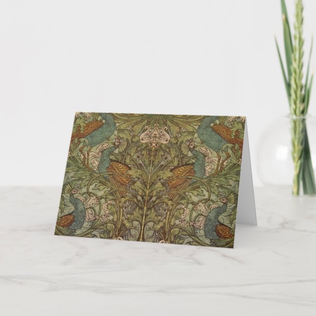 Carte Jacquard de paon et de fleur Art nouveau (Devant)